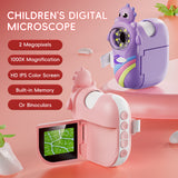 Kid's Multifunctional 1000X Magnification Microscope with Cute Cartoon Silicone Case Children Love it to Observe Distant Objects