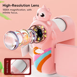 Kid's Multifunctional 1000X Magnification Microscope with Cute Cartoon Silicone Case Children Love it to Observe Distant Objects