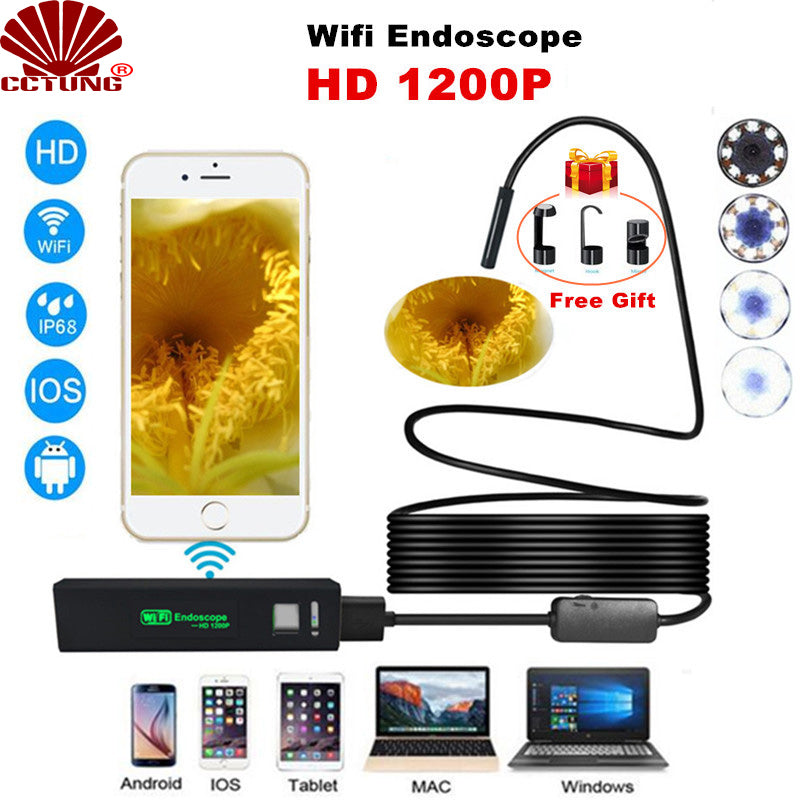 8mm Lens Wifi Endoscope Soft Cable 1 10m Waterproof Inspection