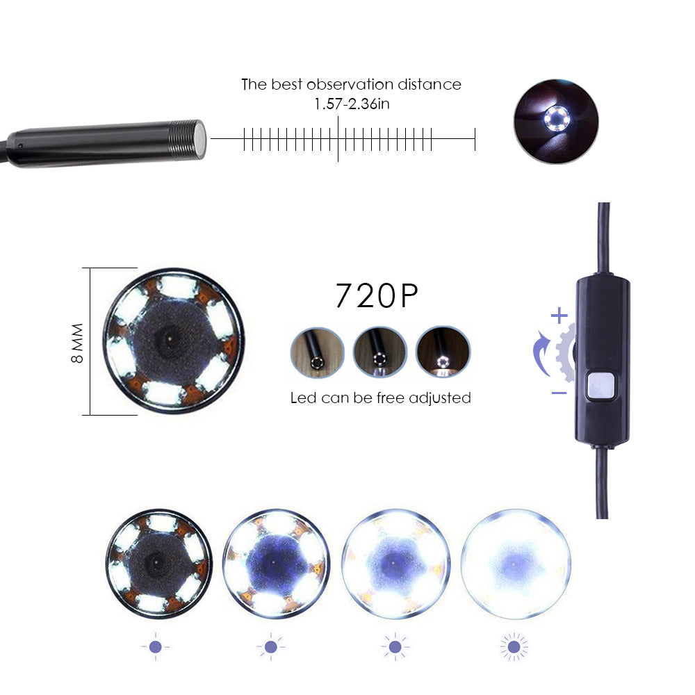 Wireless Endoscope Camera, WiFi Borescope Inspection Camera 1200P HD Pipe Camera with Light for iPhone Android/iOS Phone/Windows/Mac/Tablet/PC (32.8FT