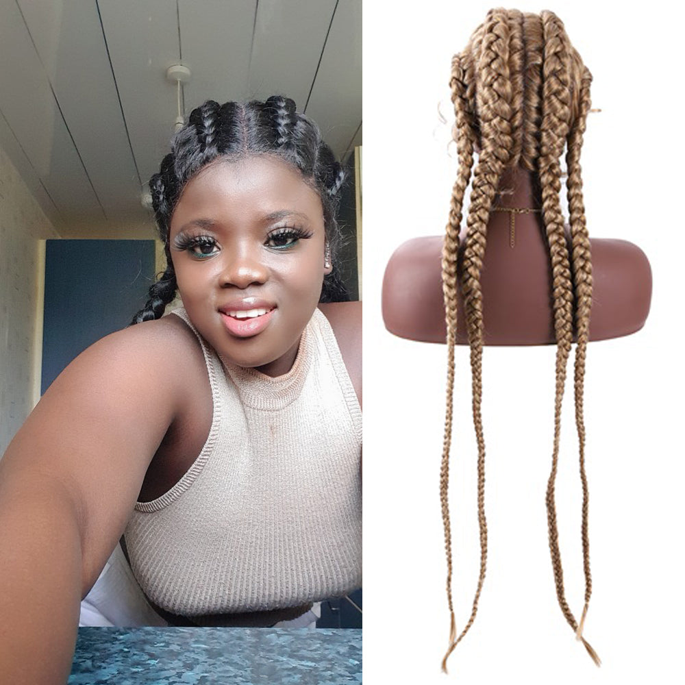 30 inch Braided Wigs Synthetic Lace Front Wig for Black Women