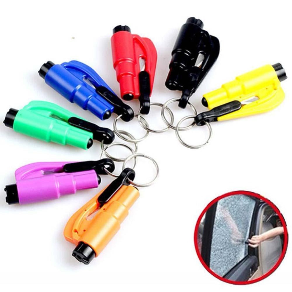 1pc 2-in-1 Safety Belt Cutter Emergency Key Chain Car Escape Tool Metal  Safety Hammer Mini Fire Hammer Life-saving Hammer Car Emergency Escape  Device Window Breaker Car safety hammer Car escape hammer multi-functional