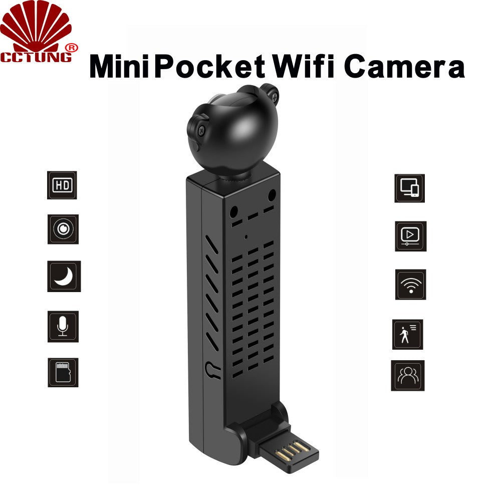 Mini Pocket 1080P HD WIFI Camera with 360 Degree PTZ Tiny Camera H