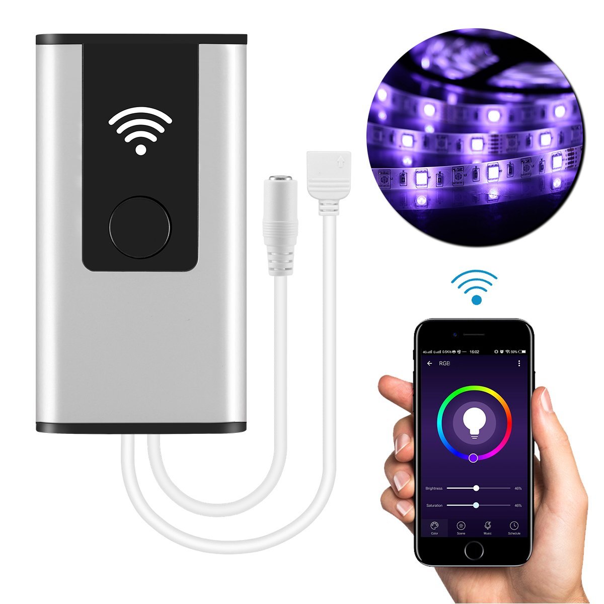 Smart WIFI RGB LED Strip Light Controller Controlled by Amazon