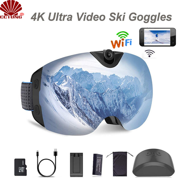 WIFI version, 4K version White version Ski-Sunglass Goggles