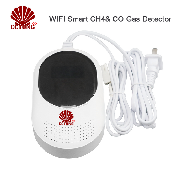 TUYA Smart life WIFI Smart Gas Leakage Alarm with Free Mobile APP Connect For Combustible Gas （CH4 or CO）Live Monitoring