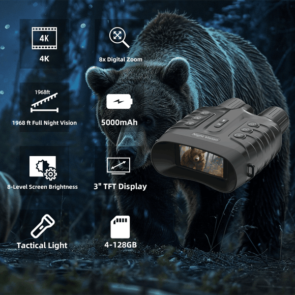 As8801 Full Night Vision Binoculars Googles with 4K HD Video Size & 3