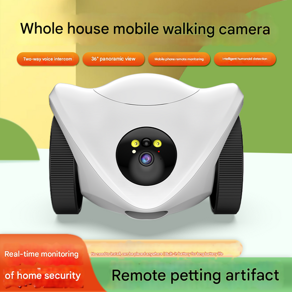 Whole House Mobile Walking Robot with Security Smart Camera for Specific Pet Monitoring & Playing With Remote Laser Dot & Feeing Snacks