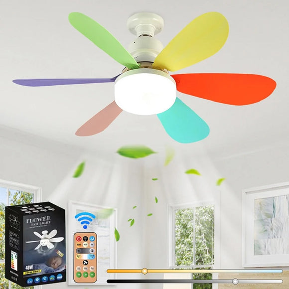 Modern LED 40W ceiling fan light E27 with remote control for dimming suitable for living room bedroom household AC85-265V