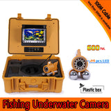 Underwater Fishing Camera Kit with Dual Lead Bar & 7“ Monitor with DVR Built-in & Yellow Hard Plastics Case