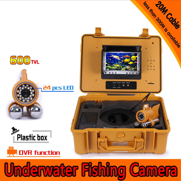 Underwater Fishing Camera Kit with Dual Lead Bar & 7“ Monitor with DVR Built-in & Yellow Hard Plastics Case