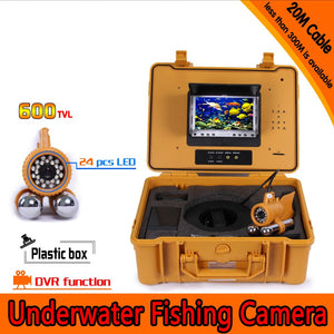 Underwater Fishing Camera Kit with Dual Lead Bar & 7“ Monitor with DVR Built-in & Yellow Hard Plastics Case