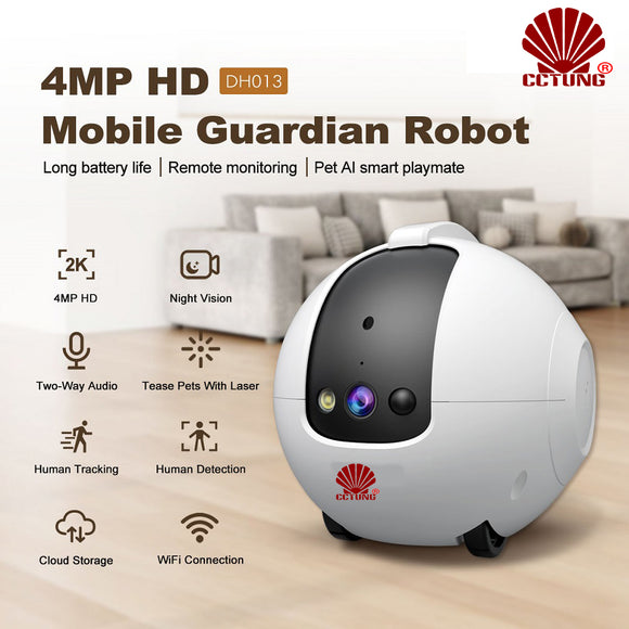 2K AI Mobile Guardian Robot HD Smart Pet Companion camera with Night Vision Human Detection & tracking for Remote Live Monitoring