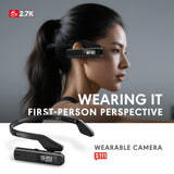 S111 2.7K Ultra HD Video Wearable Tiny Ergonomic Design Sports Camera amounted at the head with Free APP Live Monitoring