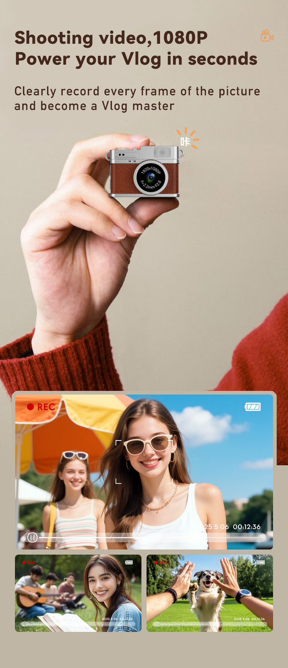 RETRO Wearable Small Camera NanoToy design for Yong People Outdoor sports games For Shooting 1080P Video and 20MP Photos. 