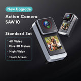 SAW10 4K HD Thumb Action Mini Camera with 1.3“ IPS full-touch HD Screen & Waterproof Cover can made to Dive 30metres