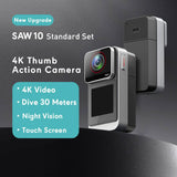 SAW10 4K HD Thumb Action Mini Camera with 1.3“ IPS full-touch HD Screen & Waterproof Cover can made to Dive 30metres