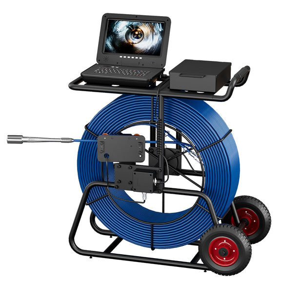9mm Cable 120M Sewer Pipe Inspection Camera 10 Inch IPS 1080P Screen & Meter Counter & Self-Leveling 512HZ Locator