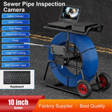 9mm Cable 120M Sewer Pipe Inspection Camera 10 Inch IPS 1080P Screen & Meter Counter & Self-Leveling 512HZ Locator
