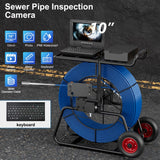 9mm Cable 120M Sewer Pipe Inspection Camera 10 Inch IPS 1080P Screen & Meter Counter & Self-Leveling 512HZ Locator
