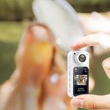 Mini cámara portátil con WIFI para pulgar, pequeña, con pantalla HD, lente con rotación de 180 grados y una sola toma con grabación doble frontal y posterior