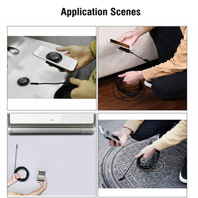 8mm Lens Wifi Endoscope Soft Cable 1 10m Waterproof Inspection