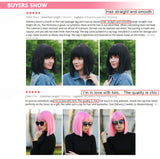 12 Inch Short Bob Wig With Bangs for Women Synthetic Bob Wigs Black Pink Purple Wig for Party Daily Use Shoulder Length