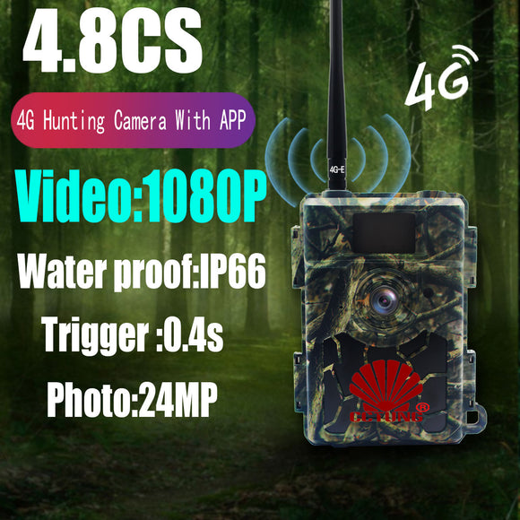 4.8CG 24MP 4G Trail Hunting Camera with Night Vision Infrared Scouting Waterproof For Outdoor Wildlife Monitoring by Mobile APP