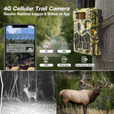 4.8CG 24MP 4G Trail Hunting Camera with Night Vision Infrared Scouting Waterproof For Outdoor Wildlife Monitoring by Mobile APP