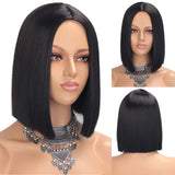 12 Inch Short Bob Wig With Bangs for Women Synthetic Bob Wigs Black Pink Purple Wig for Party Daily