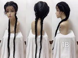 28 inch 360 Lace Braided Wig for Twist Braids Wig Synthetic Lace Frontal Wigs with Baby Hairs Woman