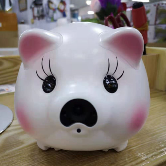 Cartoon Cute Piggy Bank Baby Monitor for Gift Coin Savings Box LED Night Light Live Voice & Image Video Monitoring by Mobile APP
