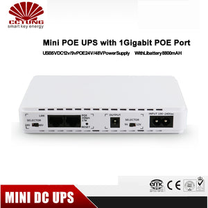 POE430P-1000M-48V Mini Portable POE UPS with USB5V DC12v/9v, POE24V/48V Power Supply 1Gbps Gigabit POE Port & Adapter Built-in