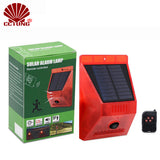 Solar Alarm Lamp with PIR Motion Sensor 433Mhz Remote Controller 120DB Loud Security Alarm Siren Strob for Home Yard IP65 Waterproof