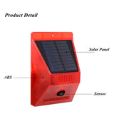 Solar Alarm Lamp with PIR Motion Sensor 433Mhz Remote Controller 120DB Loud Security Alarm Siren Strob for Home Yard IP65 Waterproof