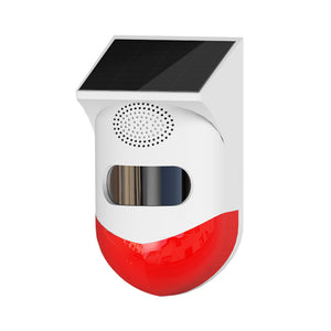 Solar Powered Infrared Motion PIR Sensor Detector Strobe Siren With Standalone & RF433 Wireless Control & WIFI TUYA Mobile Alarm